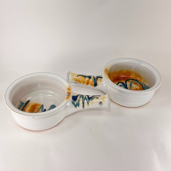 Brenner Tolliver Pottery Handcrafted White Stoneware Soup Bowl Hollow Handle - Picture 2 of 15